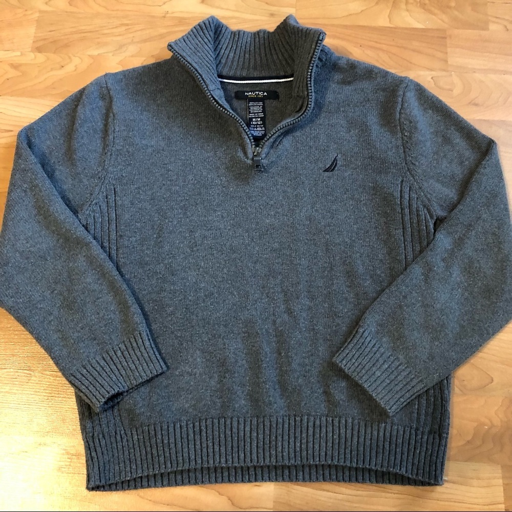 𝅺Nautica | Grey Half Zip Sweater 100% Cotton | Boys M 10/12